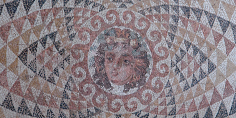 Roman floor mosaic with a central figural medallion