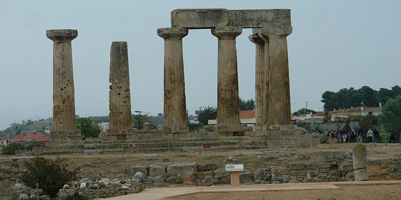 Temple of Apollo columns at ancient Corinth