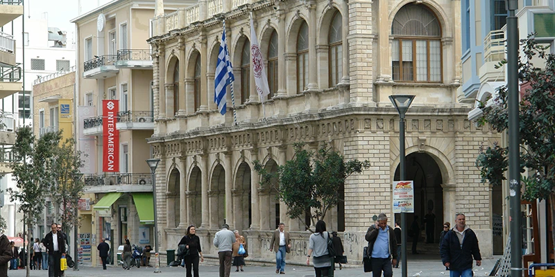 Arcaded Venetian street in the center of Heraklion