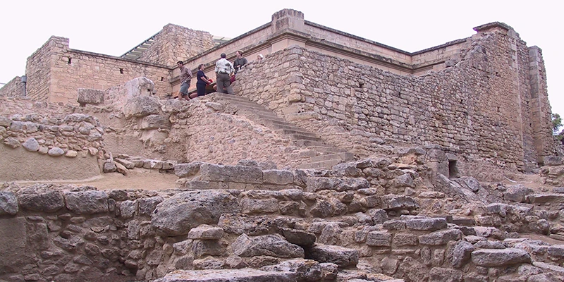 Excavated stone ruins of the Palace of Knossos