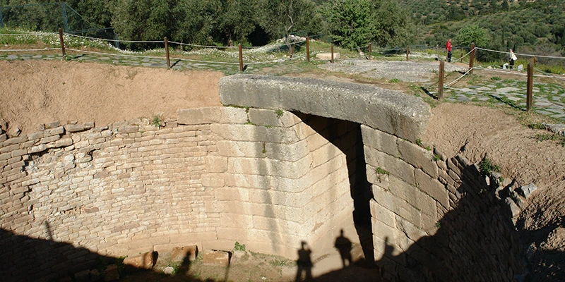 Interior of a beehive tomb seen from above