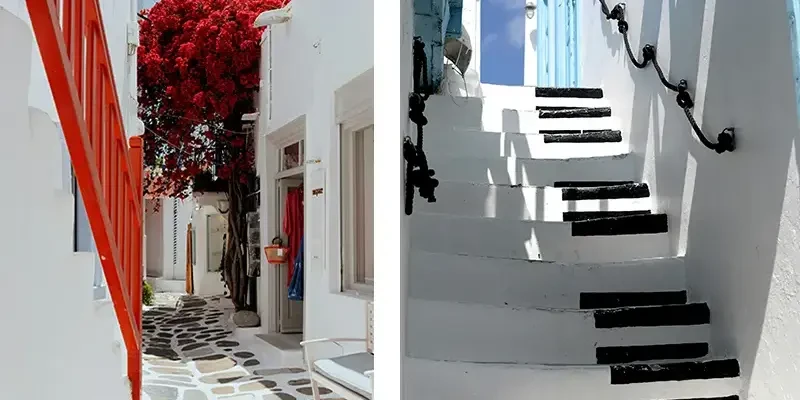 Mykonos 26 - crossroads with Mitropoleos shopping lane