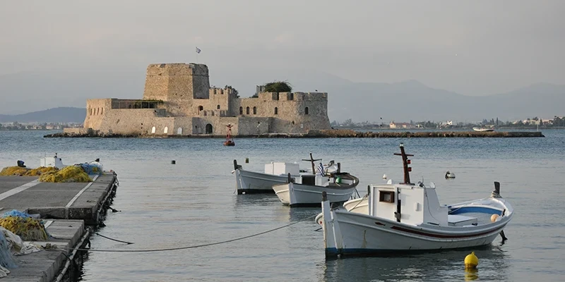 The Bourtzi sea fortress in Nafplion harbor