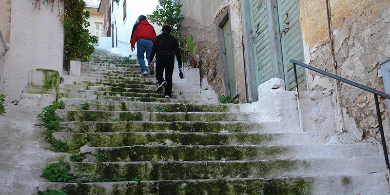 Stepped lane climbing through Nafplion