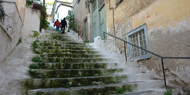 Stone steps and houses in the Nafplion old town