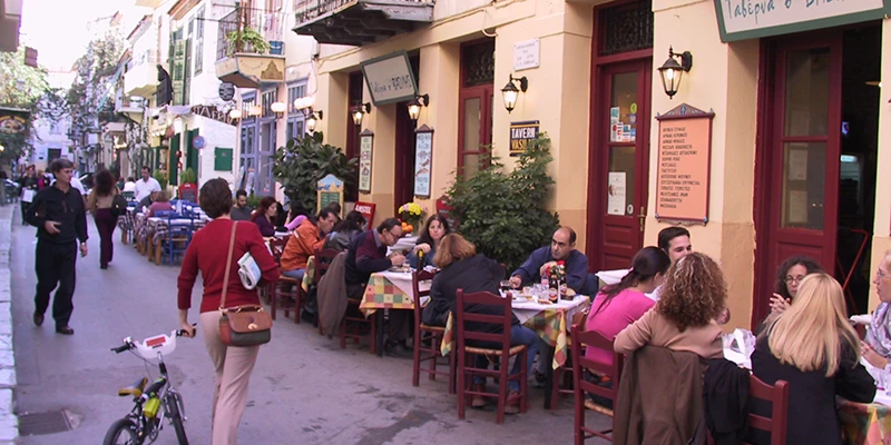 Nafplion street scene in the evening