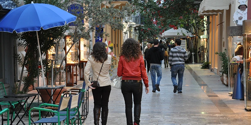 Pedestrian street with shops in Nafplion