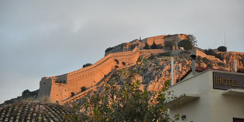 View over the rooftops and harbor of Nafplion