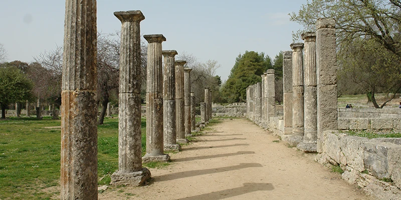 Colonnaded path through the Olympia sanctuary