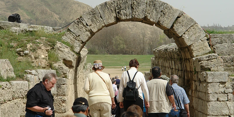 Vaulted entrance archway to the Olympia stadium