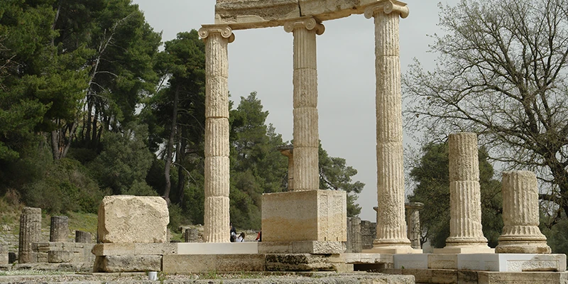 Standing columns of the ancient sanctuary at Olympia
