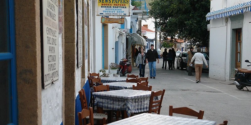 Pedestrian shopping lane in Skala