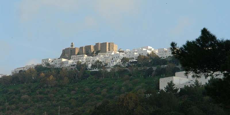 View of Patmos with the monastery on the hilltop
