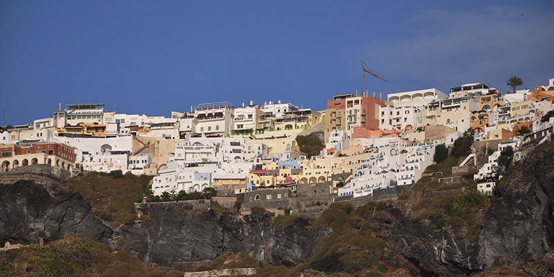 The whitewashed town of Fira on the caldera rim of Santorini