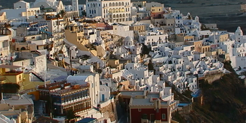 Panorama of the rooftops of Fira