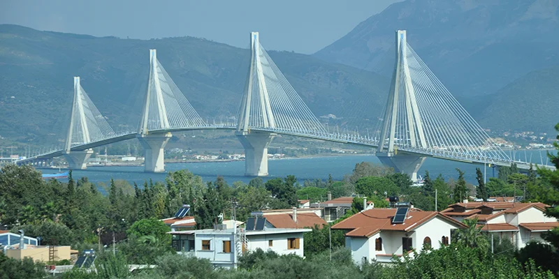 The Rio-Antirrio cable-stayed bridge across the Gulf of Corinth