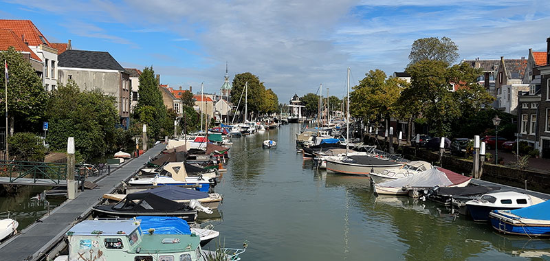 Dordrecht harbor and old town