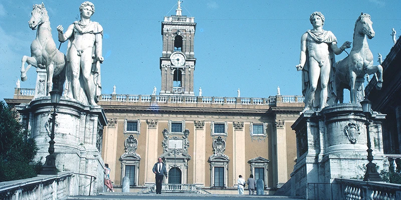 The Campidoglio piazza designed by Michelangelo, Rome