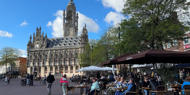 The ornate Gothic town hall on the Markt in Middelburg